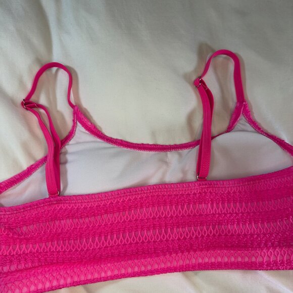 Vibrant Pink Crochet Textured High Waisted 2-Pc Swimsuit Bikini 0X - Picture 8 of 11